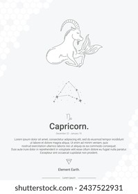 Zodiac sign constellations Capricorn vector illustration wall decor ideas. Capricorn sign logos icon vector illustration