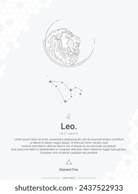 Zodiac sign constellations Leo vector illustration wall decor ideas. Leo sign logos icon vector illustration