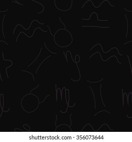 Zodiac sign , doodles, hole,taurus,capricorn,virgo,aquarius,gemini,libra, seamless pattern. Hand drawn.