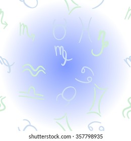 Zodiac sign , doodles, hole,taurus,capricorn,virgo,pisces, cancer,scorpio,libra, gemini,aquarius, pattern. Hand drawn.