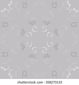 Zodiac sign , doodles, hole,taurus,capricorn,virgo,pisces, cancer,scorpio,libra, gemini,aquarius, circular pattern. Hand drawn.