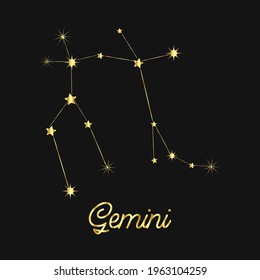 Zodiac sign in the form of a golden constellation in the sky. Stars and lines.