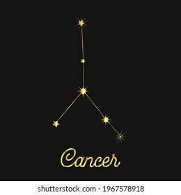 Zodiac sign in the form of a golden constellation in the sky. Stars and lines.