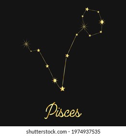 Zodiac sign in the form of a golden constellation in the sky. Stars and lines.