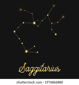 Zodiac sign in the form of a golden constellation in the sky. Stars and lines.