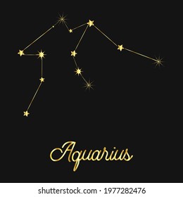 Zodiac sign in the form of a golden constellation in the sky. Stars and lines.