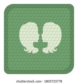 Zodiac Sign Gemini With Cube Pattern Vector Illustration. Horoscope Sign Gemini Button With Cube Texture Isolated On White Background. The Twins Horoscope Sign