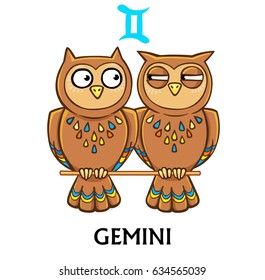 Zodiac sign Gemini. Fantastic animation animal. Vector illustration isolated on a white background.