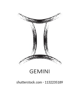Zodiac sign Gemini isolated on white background. Design element for horoscope and astrological forecast.