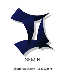 Zodiac sign Gemini isolated on white background. Zodiac constellation. Design element for horoscope and astrological forecast. Flat design style. Vector illustration.