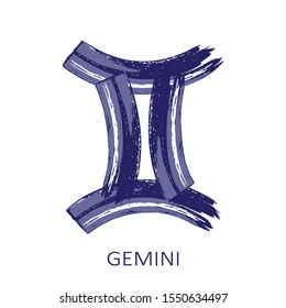 Zodiac sign Gemini isolated on white background. Zodiac constellation. Design element for horoscope and astrological forecast. Hand drawn style. Vector illustration.