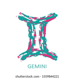 Zodiac sign Gemini isolated on white background. Zodiac constellation. Design element for horoscope and astrological forecast. Hand drawn style. Vector illustration.