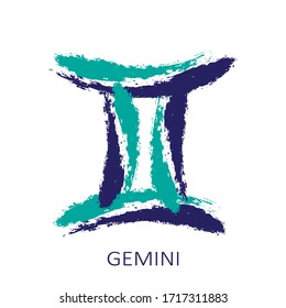 Zodiac sign Gemini isolated on white background. Zodiac constellation. Design element for horoscope and astrological forecast. Hand drawn style. Vector illustration.