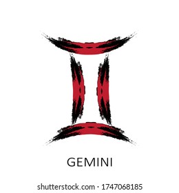 Zodiac sign Gemini isolated on white background. Zodiac constellation. Design element for horoscope and astrological forecast. Hand drawn style. Vector illustration.