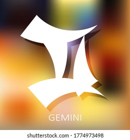Zodiac sign Gemini isolated on bright background. Zodiac constellation. Design element for horoscope and astrological forecast. Vector illustration.