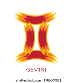Zodiac sign Gemini isolated on white background. Zodiac constellation. Design element for horoscope and astrological forecast. Vector illustration.