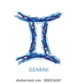 Zodiac sign Gemini isolated on white background. Zodiac constellation. Design element for horoscope and astrological forecast. Vector illustration.