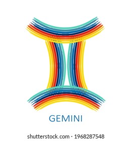 Zodiac sign Gemini isolated on white background. Zodiac constellation. Design element for horoscope and astrological forecast. Vector illustration.