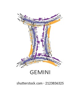 Zodiac sign Gemini isolated on white background. Zodiac constellation. Design element for horoscope and astrological forecast. Vector illustration.