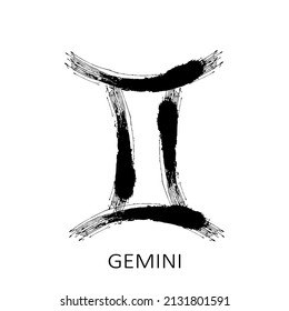 Zodiac sign Gemini isolated on white background. Zodiac constellation. Design element for horoscope and astrological forecast. Vector illustration.