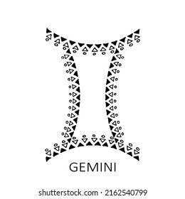 Zodiac sign Gemini isolated on white background. Zodiac constellation. Design element for horoscope and astrological forecast. Vector illustration.