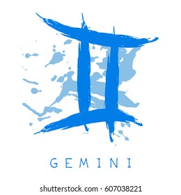 Zodiac sign Gemini isolated on white background. Design element for flyers or greeting cards.