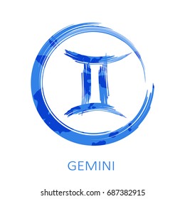 Zodiac sign Gemini isolated on white background. Design element for flyers or banners.