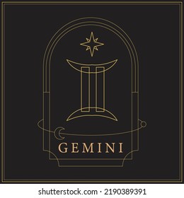 Zodiac Sign Gemini Line Art Astronomy Tarot