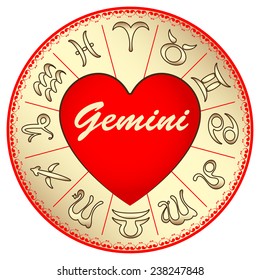 zodiac sign Gemini, for lovers on Valentine's day, vector illustration