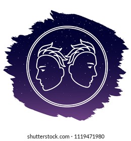Zodiac sign - Gemini. Vector illustration isolated on white background