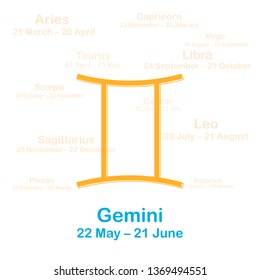 Zodiac sign gemini. Vector illustration on white background