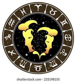 zodiac sign Gemini , vector illustration