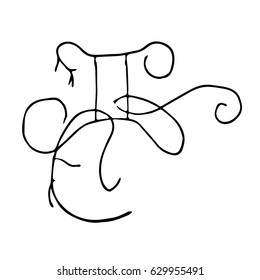 Zodiac sign Gemini vector illustration. Cloth design, wallpaper, wrapping, textiles, paper, cards, invitations, holiday