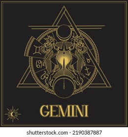 Zodiac Sign geminiLine Art Astronomy Tarot