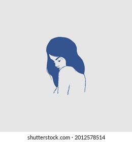 zodiac sign hand drawn logo blue color