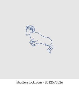 zodiac sign hand drawn logo blue color