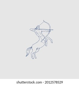zodiac sign hand drawn logo blue color