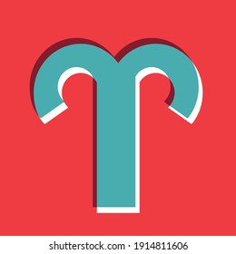Zodiac sign icon in retro style. Vector Aries symbol vector. Hipster horoscope symbols. Flat constellation sign.