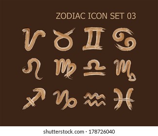 Zodiac sign icon in watercolor style set 03