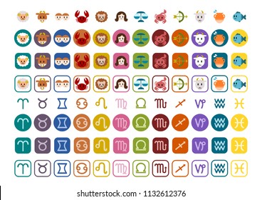 Zodiac sign icons set