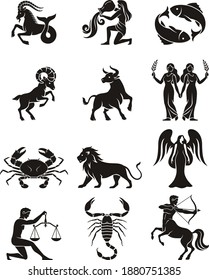 Zodiac sign icons. Vector illustrations.