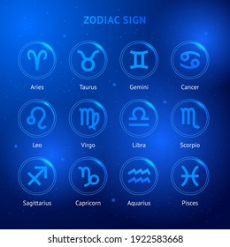 Zodiac sign icons. Vector illustrations.