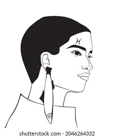 Zodiac sign illustration - pisces. Vector illustration with female character. Outline drawing.