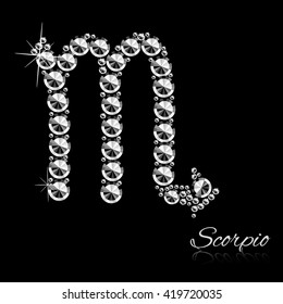 Zodiac sign isolated on black background. Vector art.
