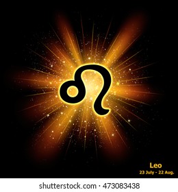 Zodiac sign Leo cosmic explosion background. Vector illustration