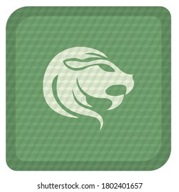 Zodiac Sign Leo With Cube Pattern Vector Illustration. Horoscope Sign Lion Button With Cube Texture Isolated On White Background