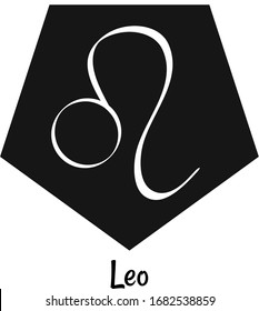 Zodiac sign Leo, hand drawn vector with white color isolated on the black color background