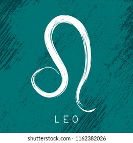 Zodiac sign Leo isolated on grunge texture background. Design element for horoscope and astrological forecast.