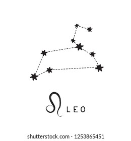 Zodiac sign Leo isolated on white background. Zodiac constellation. Design element for horoscope and astrological forecast.