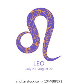 Zodiac sign Leo isolated on white background. Zodiac constellation. Floral pattern. Design element for horoscope and astrological forecast.